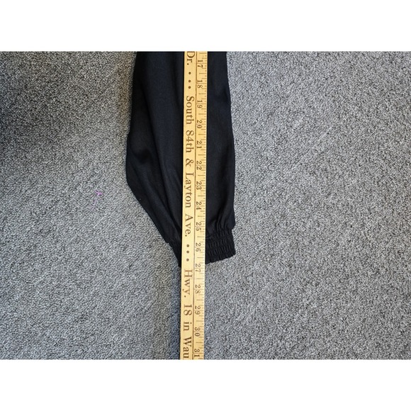 Alice + Olivia black Congo Banded Cargo Black Linen joggers Size 4 - Picture 8 of 13